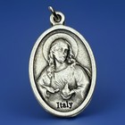 Catholic Saint Anthony   Sacred Heart Of Jesus Silver Tone Religious Medal Italy