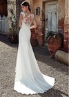Mermaid Wedding Dresses Scoop Neck Illusion Back Lace Applique Bridal Gown Train