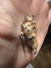 Vintage Mini Trinket Austrian Vienna Cold Painted Bronze Figure Pig Piglet Cane