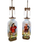 19 Th Century Porcelain Nobleman Lamps Pair Singed By Defuary