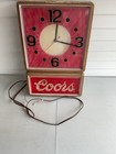 Vintage 1980   s Coors Beer Lighted Clock Sign Working  Clock