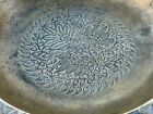 Heavy Brass Cigar Ash Tray Floral Etched Early Mcm Vintage Light Patina    9    Dia