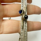 Vintage Antique Blue Glass Kiss Clasp Floral Silvertone Metal Purse Frame