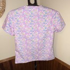 V-life Women   s Scrub Top M Multicolor Geometric V-neck Short Sleeve Pockets