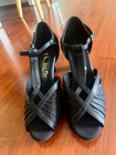 Very Fine Gabriella Dance Shoes Size 7 5 Black Satin 2 5  Heel Suede Sole