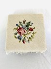 Vintage Needlepoint Stool     Rose Design 7 5 h