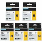 5pk Vinyl Label Tape 18444 12mm Black   White For Dymo Rhino 3000 4200 5200 6000