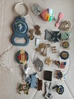 Junk Drawer Lot Vintage Collectibles Pinbacks Pins Smalls Military Advertising