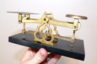 Antique Brass Balance Scale With Brass Weights 60 30 15 10 5  Black Stone Base