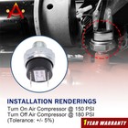 Air Pressure Control Switch Valve Horn Compressor Tank 1 4  Npt 150-180 Psi 12v