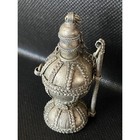 Antique Yemeni Silver Kohl Flask Pot Bottle W  Needle Dabber -eyeliner  Perfume