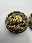3 Button Roman Medallion Soldier Bust Helmet Military Brass Shank Ww