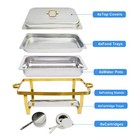 9qt Semi Gold Square Steel Chafing Dish 4pk Burner Buffet Hot Pot Party