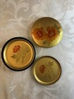 Vintage Otagiri Black Gold Orange Floral Lacquer Coaster Box Set Of 6 Japan