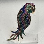 Vintage Brooch Parrot Multicolor Rhinestone Gold Tone Figural Bird Statement