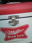 Vintage Miller High Life The Champagne Of Bottle Beer Metal Cooler Padded Top