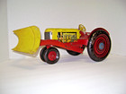 Vintage 1950s Made In Usa Louis Marx Tin Litho Farm Tractor   V  Plow   Motor