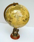 Vintage 12  Globe World Map Earth Globes With Designer Lions Wooden Base Compass