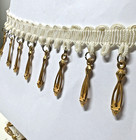 30 Yards Ivory Gold Teardrop Fringe Trim 2    Curtain Upholstery Sewing New