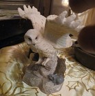 Vintage Snowy Owl Figurine Resin  Woodland Unique Ready For Flight  5  H