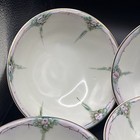 Antique Nippon Set Of 6 Berry Bowls Pink Roses Blue Rising Sun Mark 5 5 8    Japan