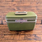 Vintage Samsonite Silhouette Green Hard Train Makeup Cosmetic Case W mirror tray