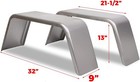 Pair Of Square Steel Cargo Trailer Fenders Silver For 14 -16  Wheels Flat Top