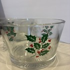 Vintage  Christmas Holly Berry Ice Bucket bowl Set Of 2 By Indiana Glass