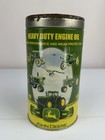 John Deere Heavy Duty Engine Oil Bank Coin Tin Metal Cylinder 4 25   x8    1 Qt  515