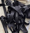       Authentic        Chanel Classic Ribbon  Black  White Logo  priced Per Yard