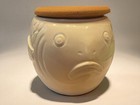 Vintage White Ceramic Pouty Fish Koi Goldfish Pot Planter Japan  Round Insert