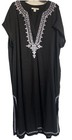 New Women   s  Kate Landry Kaftan Black Maxi Embroidered Trim Split V-neck Woven
