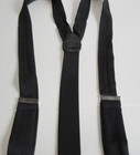 Vintage 100  Silk Black Button Leather Trim Adjustable Suspenders