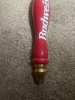 Vtg Budweiser Bud Rare 11 25  Red Wooden Beer Tap Handle Man Cave-bar Decor