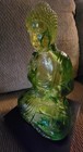 Vintage Lucite Translucent Citrine Green 10  Sitting Buddha Statute figurine