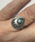 Vintage Sterling Silver Turquoise Bear Paw Shadowbox Ring Size 6 5 Southwest