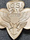 Rare Large  1920s Adult Leaders Girl Scouts Trefoil Hat Badge In Bronze