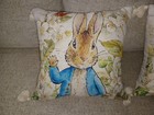 Beatrix Potter Peter Rabbit 16x16 Inch Decorative Pillow W  Tassels - Easter
