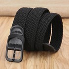 7001 Women s Leather Covered Buckle Woven Elastic Stretch Belt  1-1 4  Wide