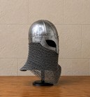 Viking Warrior Helmet   Norse Medieval Helm With Chainmail Aventail   Larp Armor