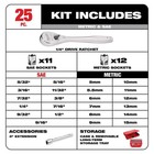 Milwaukee 1 4 In  Drive Ratchet   Socket Mechanics Tool Set  25-piece 
