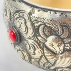 Tibetan Bangle Resin And Silver Metal Repouss   Bracelet