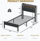 Furnulem Twin Size Bed Frame With Led Light And Charging Twin  Rustic Brown 