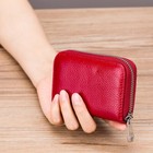 Genuine Leather Credit Card Holder Wallet Men Women Rfid Blocking Zip Card Case