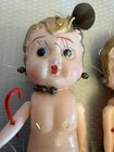 Vintage Japan Celluloid Kewpie Carnival Dolls Lot 3 Painted Gold Flapper Hair 7   