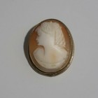 Antique Vintage Silver Gold  Plated Carved Shell Cameo Pendant Brooch Pin 1 5 