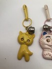 Vintage 1980s Plastic Bell Charm Cat X3 80s Necklace Yellow Basket White Lot