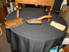 Antique Wooden Shoe Shine Box With Cast Iron Footrest   Accessories Included 