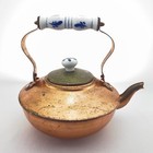Vintage Copper Tea Pot Kettle Brass Porcelain Handle Made In Taiwan Ships Free