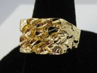 Size 5-10  Mens 14 Kt Gold Plated  Designer Nugget Squared Off Ring Style 1